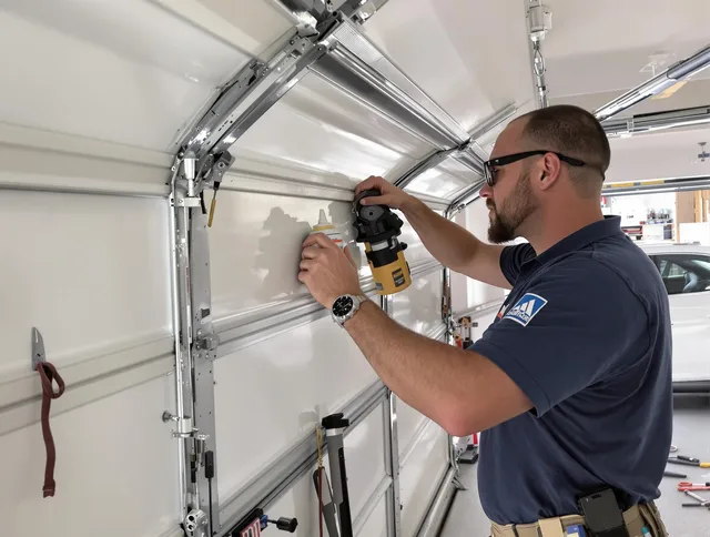 Daytona Beach Garage Door Repair technician quieting a noisy garage door in Daytona Beach