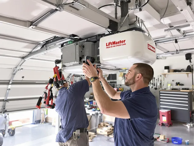 Daytona Beach Garage Door Repair technician performing advanced diagnostics on garage opener in Daytona Beach